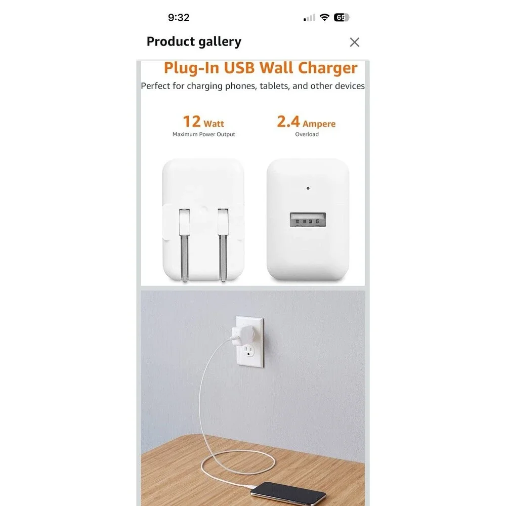 12W One Port USB-A Wall Charger (2.4A) for Phones (iPhone 15/14/13/12/11/X